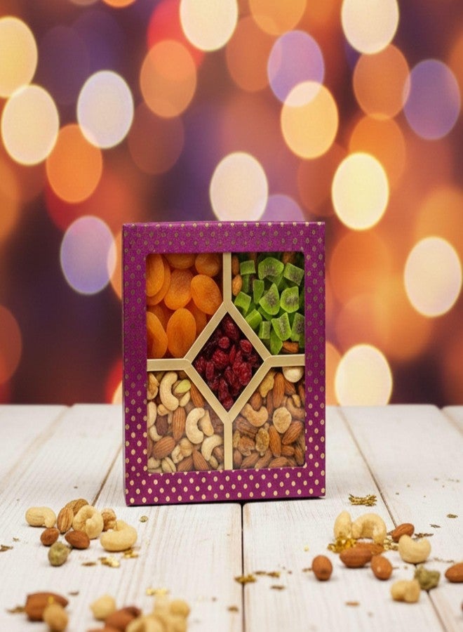 Intactmedia Intact Media Decorative Gift Box - 5 Cavity Kappa Board Hamper Box with Clear Window for Dry Fruits, Sweets & Chocolates - Multi-Color Polka - Set of 5 - Image 5